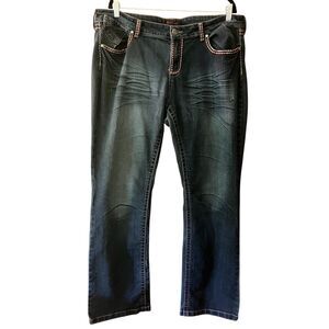 Black Crystal embroidered straight leg jeans